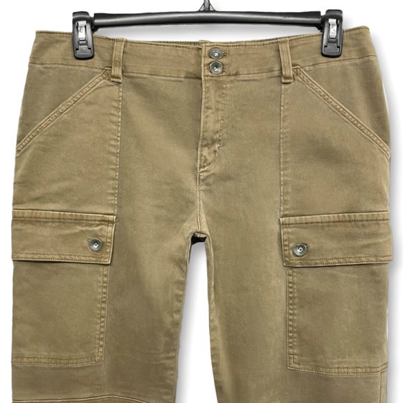 Banana Republic Stretch Cotton Olive Green Slim Fit Utility Cargo Pants Size 16 - Picture 2 of 9